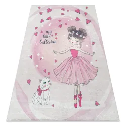 Alfombra lavable BAMBINO 2161 Gatito, arcoiris para niños antideslizante - rosado