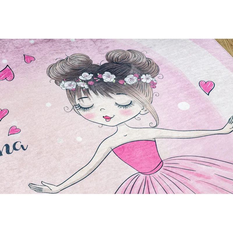 Alfombra BAMBINO 2161, fácil de limpiar, rosa, ideal para la habitación de los más pequeños