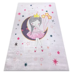 Alfombra lavable BAMBINO 48060 Princesa, estrellas para niños antideslizante - rosado