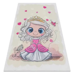 Alfombra lavable BAMBINO 43020 Princesa, estrellas para niños antideslizante - crema / rosa