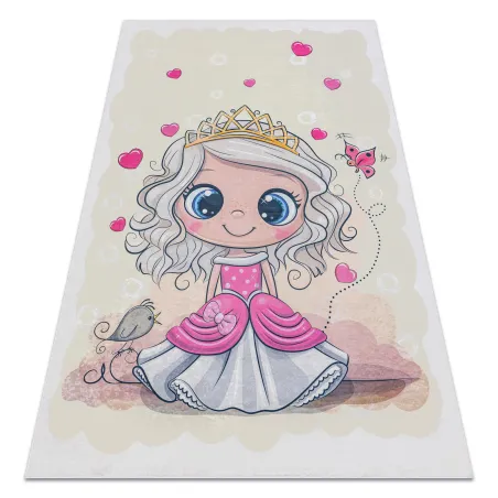 Alfombra lavable BAMBINO 43020, antideslizante, crema-rosa, ideal para habitaciones infantiles