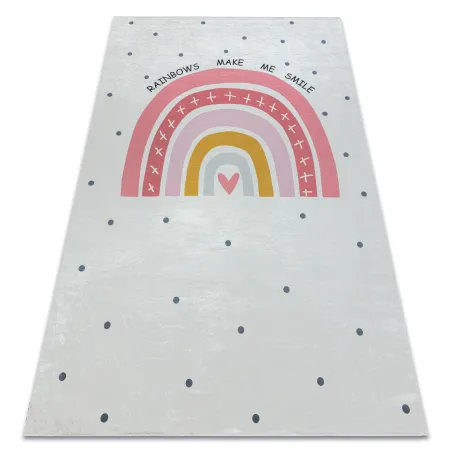 Alfombra lavable BAMBINO 47810 en blanco y rosa, antideslizante para niños