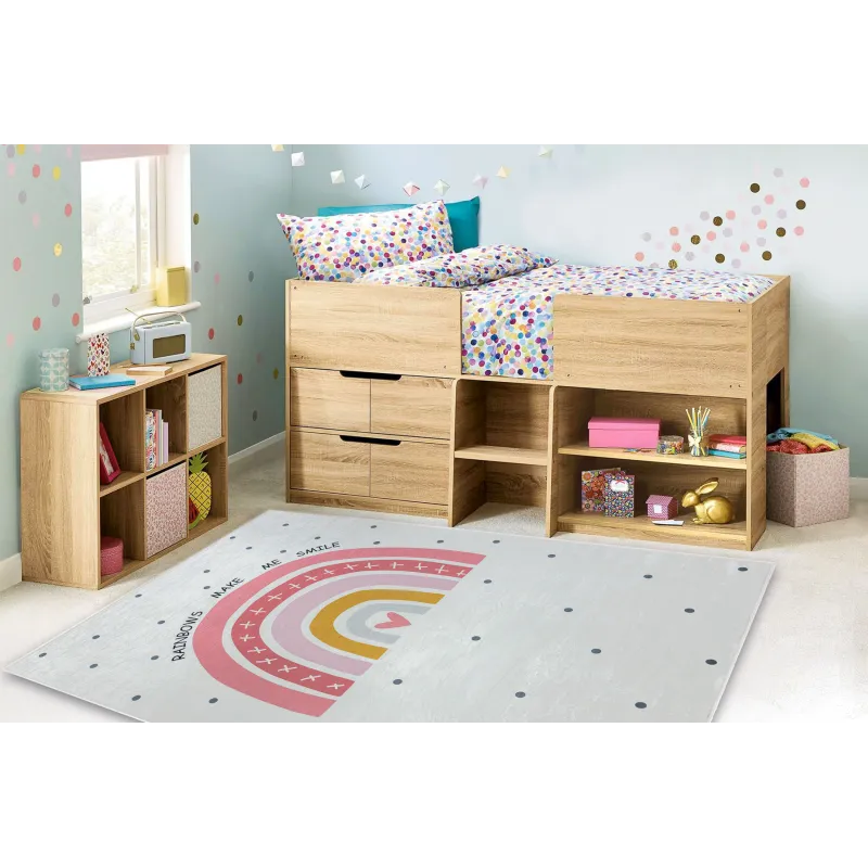 Alfombra BAMBINO 47810 en blanco y rosa, ideal para la habitación infantil