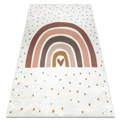 Alfombra lavable BAMBINO 46960 Arcoiris, puntos para niños antideslizante - blanco / marrón