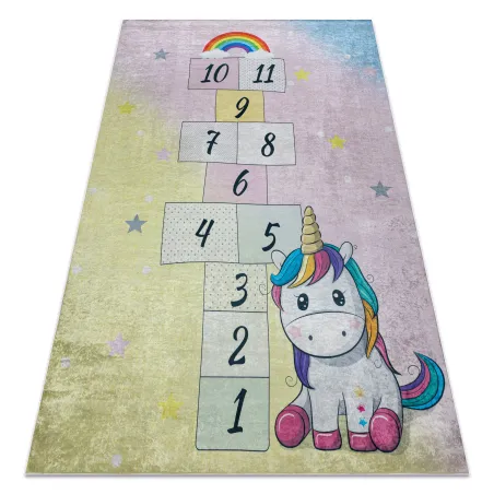 Alfombra BAMBINO 54060 Unicornio, rosa y amarillo, antideslizante para niños