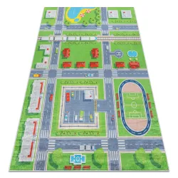 Alfombra lavable BAMBINO 2624 Ciudad, calles para niños antideslizante - verde / gris