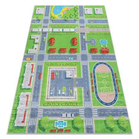 Alfombra BAMBINO 2624 para niños, antideslizante en verde y gris
