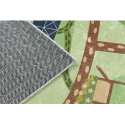 Alfombra BAMBINO 50200 para habitación infantil, fácil de lavar, verde/marrón