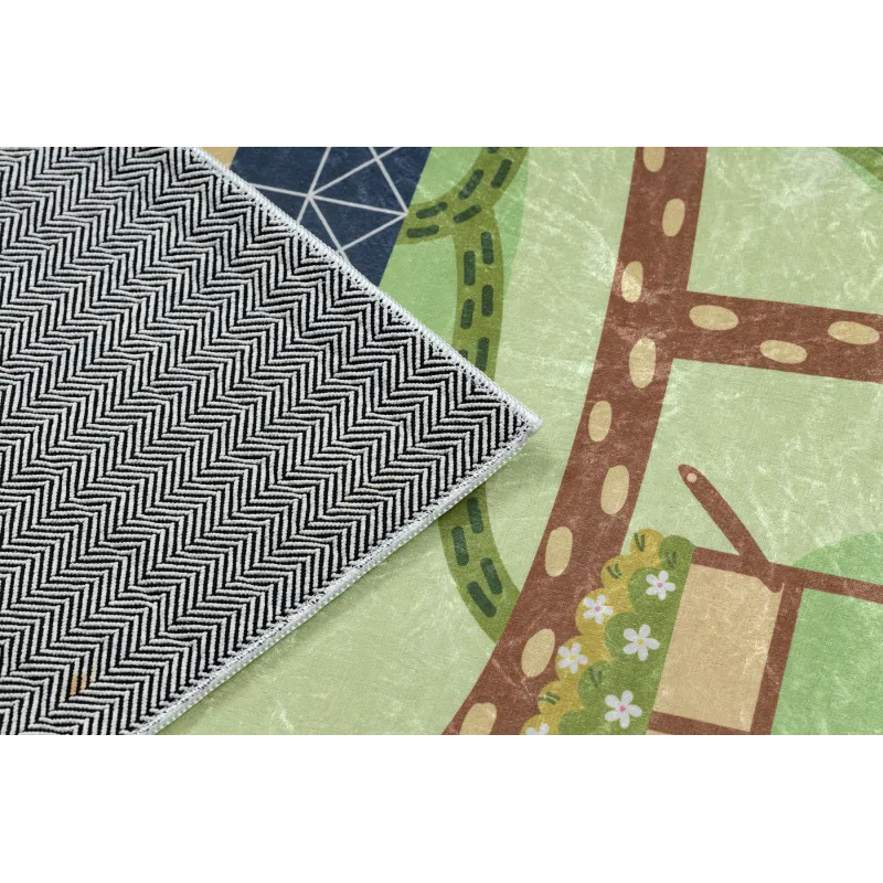 Alfombra BAMBINO 50200 para habitación infantil, fácil de lavar, verde/marrón
