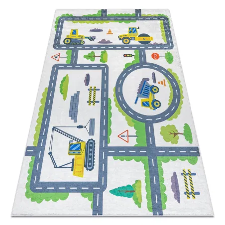 Alfombra lavable BAMBINO 2338, antideslizante, blanca y verde, para habitación infantil
