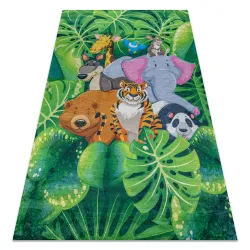 Alfombra lavable BAMBINO 2651 Animales, Selva para niños antideslizante - verde / marrón