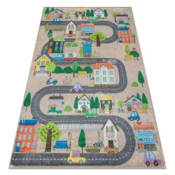 Alfombra lavable BAMBINO 34600 Ciudad, calles para niños antideslizante - beige / gris