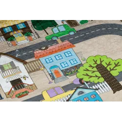 Alfombra BAMBINO 34600 para jugar en la habitación infantil, beige y gris