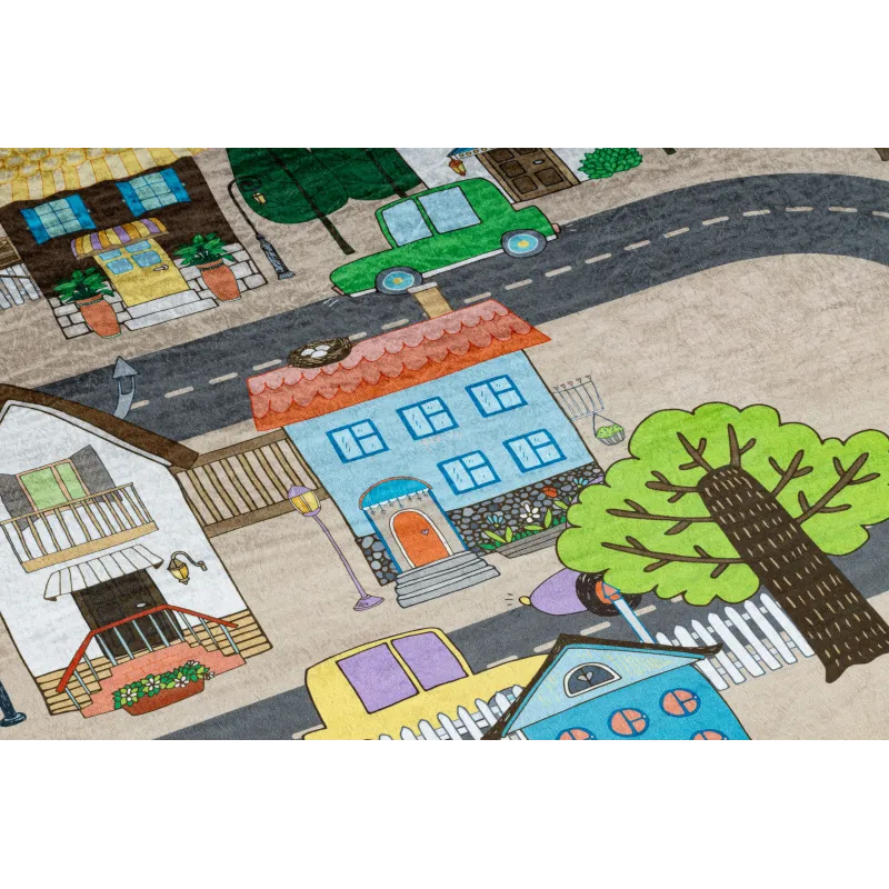 Alfombra BAMBINO 34600 para jugar en la habitación infantil, beige y gris