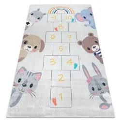 Alfombra lavable BAMBINO 43092 Animales, números para niños antideslizante - gris / amarillo