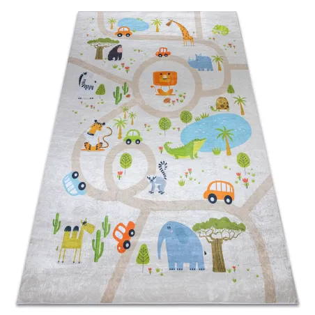 Alfombra BAMBINO 50230 lavable, antideslizante para niños en beige y verde