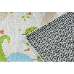 Alfombra BAMBINO 50230 en beige y verde, perfecta para que los niños jueguen