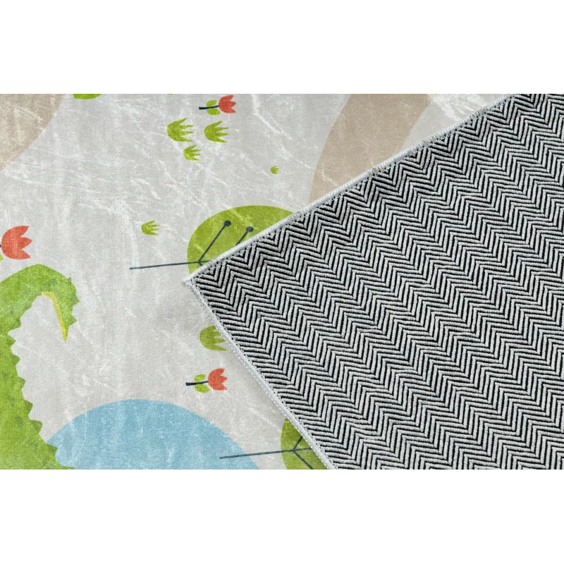Alfombra BAMBINO 50230 en beige y verde, perfecta para que los niños jueguen