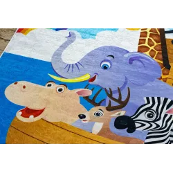 Alfombra BAMBINO 2685, ideal para la habitación infantil en azul y marrón