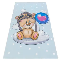 Alfombra lavable BAMBINO 43030 Oso de peluche, el piloto para niños antideslizante - azul / marrón
