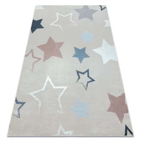 Alfombra BAMBINO 48130 con estrellas para niños, antideslizante - beige y gris