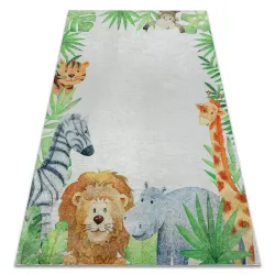 Alfombra lavable BAMBINO 54090 Animales, África para niños antideslizante - blanco / verde