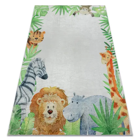 Alfombra BAMBINO 54090 antideslizante blanca y verde, ideal para habitaciones infantiles