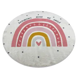 Alfombra BAMBINO 47810 circular blanca y rosa, antideslizante para niños