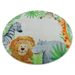 Alfombra lavable BAMBINO 54090 círculo blanca y verde, antideslizante para niños