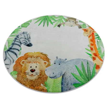 Alfombra lavable BAMBINO 54090 círculo blanca y verde, antideslizante para niños