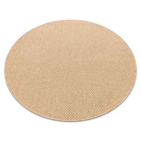 Alfombra circular TIMO 6272 de sisal en beige oscuro, ideal para exteriores