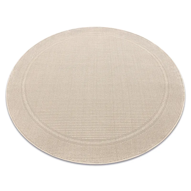 Alfombra exterior circular TIMO 5979 de sisal beige