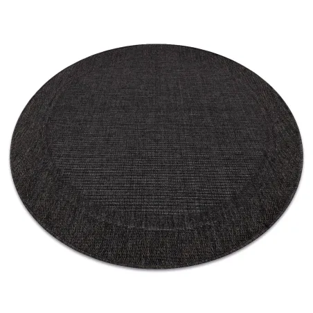 Alfombra exterior negra de sisal, producto de segunda clase, perfecta para terrazas