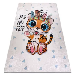 Alfombra lavable BAMBINO 1960 Tigre, indio para niños antideslizante - blanco - PRODUCTO DE SEGUNDA CLASE