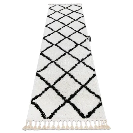Alfombra BERBER CROSS blanca - alfombra moderna para la cocina y el pasillo