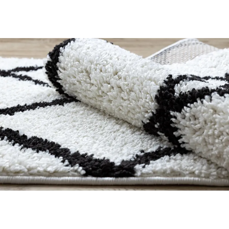 Alfombra BERBER CROSS blanca - ideal para un salón moderno