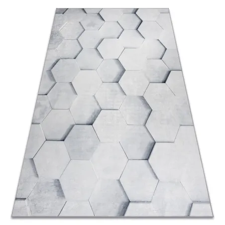 Dywan do prania ANDRE 1180 Plaster Miodu, sześcian 3D antypoślizgowy - szary - 2 GATUNEK