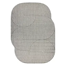 Alfombra ORGANIC 1835 Sisal Geométrica Crema / Gris - natural, moderna forma irregular