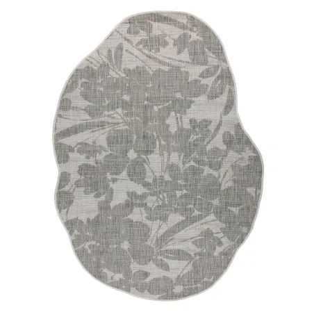 Dywan ORGANIC 2735 sizal Kwiaty ecru / szary - naturalny, nowoczesny nieregularny kształt