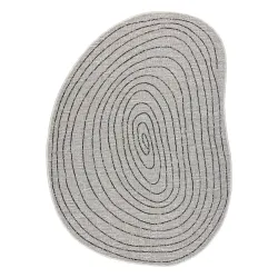 Alfombra ORGANIC 2743 Sisal Tocón, Anillo de árbol Crema / Negro - natural, moderno forma irregular