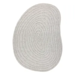 Alfombra ORGANIC 2743 Sisal Tocón, Anillo de árbol Crema / Gris - natural, moderno forma irregular