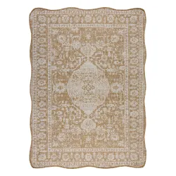 Alfombra ORGANIC 2762 Sisal Ornamento, marco natural / crema - forma irregular moderna