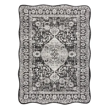 Dywan ORGANIC 2762 sizal Ornament, ramka czarny / ecru - nowoczesny nieregularny kształt