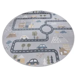 Alfombra BONO 726 círculo calle, ciudad gris claro / crema - 2ª CATEGORÍA