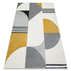 Alfombra FUSION 1327 blanco / gris oscuro / oro - Geométrica, moderna, abstracta