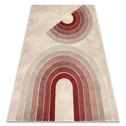 Alfombra FUSION 0807 crema / burdeos - Geométrica, moderna, abstracta