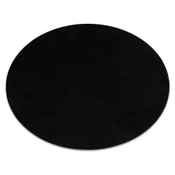 Alfombra ETON PLUS redonda negro uniforme, lisa