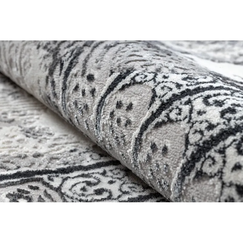 Dywan ALLURE 5715 Abstrakcja - Strukturalny, stylowy, glamour jasnoszary / biały
