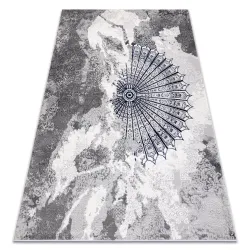 Alfombra ALLURE 5715 Abstracción - Estructurada, elegante, glamour gris claro / azul marino
