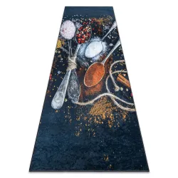 Alfombra para lavar ANDRE 9002 Cucharas, especias para cocina, antideslizante - azul / terracota